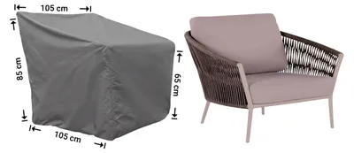 Produktbild von Raffles Covers Raffles Covers Schutzhülle für Loungesessel mit Höher Rückenlehne | Atmungsaktiv | Wasserdicht | UV-beständig | Elastischer Kordelzug - Farbe: Anthrazit, Masse: 105 x 105