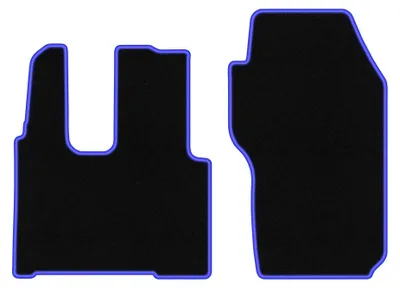 Produktbild von Velours-Fußmatten für Mercedes Actros MP4 0 (LKW, ohne Luftfedersitze) – 4-tlg, Schwarz/Blau, passgenau – Wielganizator CARLUX
