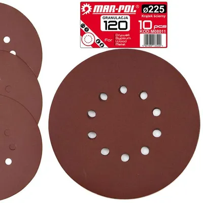 Obrázek produktu pro Brusný kotouč na suchý zip 225mm P120, sada 10ks 61225