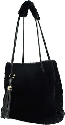 Produktbild von Damen Herbst Winter Kunstpelz Schultertasche Plüsch Handtasche Flauschige Beuteltasche Quaste Umhängetasche
