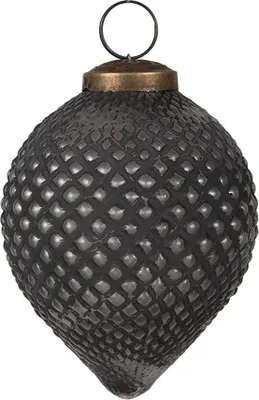 Produktbild von Clayre & Eef Weihnachtskugel Ø 8x10 cm Schwarz Grau Glas