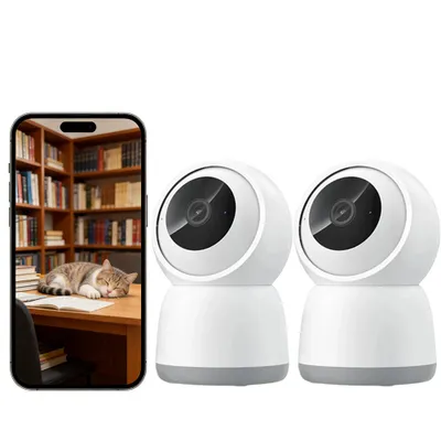 Produktbild von 360°-WLAN-Überwachungskamera für den Innenbereich 5MP R Nachtsicht, Bewegungserkennung, Zwei-Wege-Audio für Babys/Haustiere 2pcs
