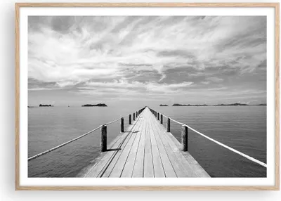 Produktbild von Gerahmtes Poster - Rahmen in heller Eiche - Holz Brücke Meer - 100x70 cm - Wand Bild - Wanddeko - Wandbilder - Kunstposter - Wandposter - Bilderrahmen - Bilder - Kunstdruck - P2NAA100x70-4985
