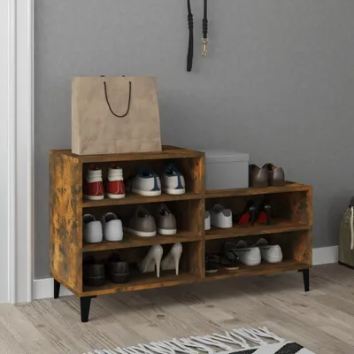Obrázek produktu pro vidaXL Regál na boty kouřový dub 102x36x60 cm materiál na bázi dřeva - Regál na boty - Skříňka na boty - Úložný prostor na boty