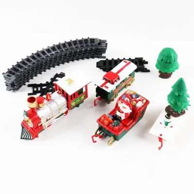 Immagine prodotto di Decorazione natalizia, treno di Natale, treno di Natale, giocattolo di Natale, treno festivo con binari e Babbo Natale, decorazione natalizia (2,6m) - TRAINMAS