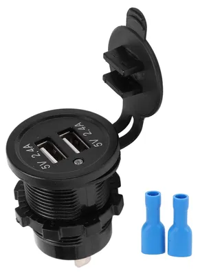 Autolader, 2 USB-Anschlüsse, 2,4 A, wasserdicht, schwarz