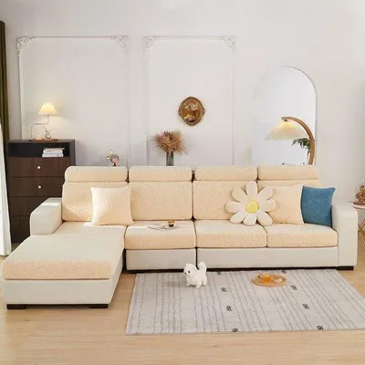 Produktbild von Famanu Bankbezug Beige Blätter - Stretch und Wasserabweisend