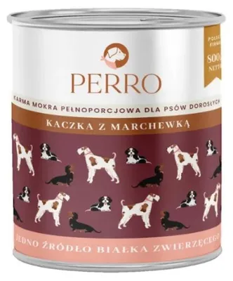 Zdjęcie produktu dla Mokra karma dla psów PERRO Kaczka z marchewką 800g