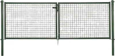 Image de Alberts 603922 Porte double en grillage ondulé, galvanisé vert, poteaux 60 mm, hauteur 100 cm, largeur 400 cm