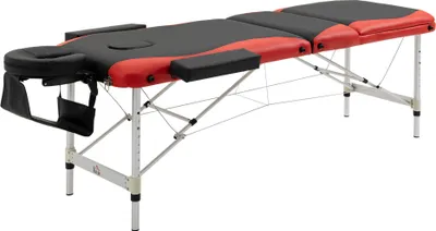 Produktbild von HOMCOM Massageliegen klappbar Kosmetikliegen höhenverstellbarer Massagetisch mit Kopfstütze Massagebett Aluminium Schaumstoff Kunststoff Schwarz+Rot 215 x 60 x 61-84 cm