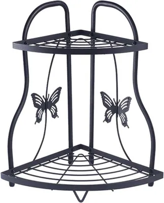 Productafbeelding van Keukenorganisatiesysteem met 2 niveaus, kruidenrek, keukenschuif, hoekopbergframe, organizer voor badkameraccessoires, keuken, zwart