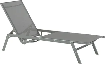 Produktbild von BELIANI Sonnenliege Grau Mesh Stahl Gestell Verstellbare Rückenlehne Gartenliege Modern Outdoor Balkon Terrasse