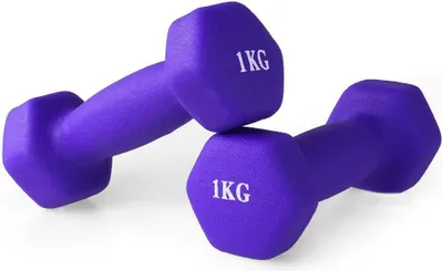 Zdjęcie produktu dla Hantelki żeliwne pokryte neoprenem zestaw 2 x 1 kg do treningu fitness i rehabilitacji