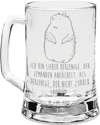 Produktbild von Mr. & Mrs. Panda Krug Murmeltier - Transparent - Geschenk, Gravur Bierkrug, Glasbierkrug, Knigge, Fröhlichkeit, Glaskrug, Glas, Freundlichkeit, Respekt, Lustige Sprüche