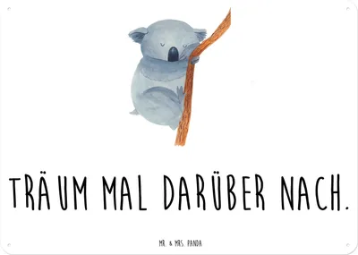 Produktbild von Mr. & Mrs. Panda Blechschild Koalabär DIN A3 - Weiß - Geschenk, Metallbild, Koala, Wandbild, schlafen, Schlafzimmer, tafel, Bär, Wandschild Metall, Schild, Traumland