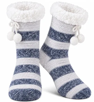 Produktbild von Hausschuhsocken Antirutsch-Socken - Damen - Plüschig - Fleece - Grau