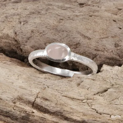 Produktbild von Stapelring, Silberring, Boho Style Ring Modell 1 - Rosenquarz, Silber-Farben, SterlingSilber, Ringgröße: 60, 0,5*1 cm