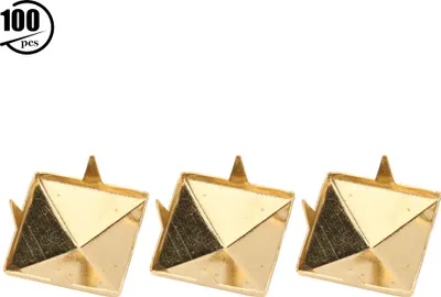 Produktbild von 100pcs Quadratpyramid Punk Nieten 4 Klauen Metallstollen für Armbänder Kleidungsschuhe Handbaggold 10mm