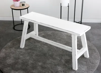 Produktbild von Holz-Sitzbank Ranch Used-Look 90x34x46cm Weiß
