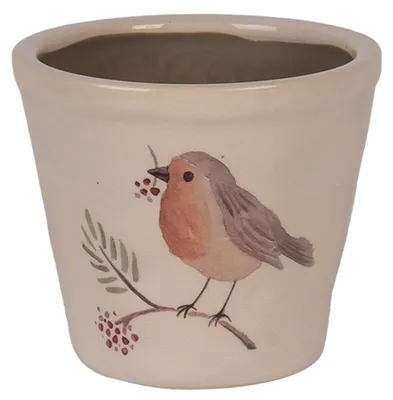 Zdjęcie produktu dla Clayre & Eef Doniczka Ø 21x20 cm Beżowy Ceramiczny Ptak