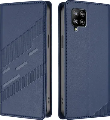 Produktbild von Hülle für Samsung Galaxy A42 5G, Kunstleder Brieftaschen Handyhülle mit Kartenfach und Standfunktion Blau