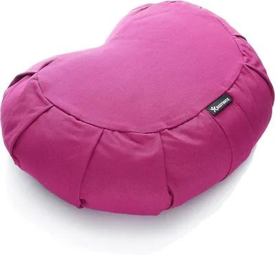 Image de Coussin de yoga en forme de demi-lune, dimensions 42 cm x 30 cm x 15 cm, housse en coton, pour yoga