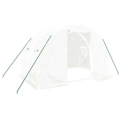 Produktbild von vidaXL Gewächshaus mit Stahlrahmen Weiß 6 m² 3x2x2 m