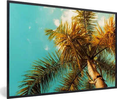 Produktbild von MuchoWow® Gerahmtes Poster Palme - Sommer - Tropisch 90x60 cm - Poster mit Schwarzem Bilderrahmen Wandposter Rahmen Foto Bilder - Fotorahmen - Foto-Plakat