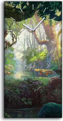 Produktbild von Dekor Leinwand Uhr Wandbilder Quarz 30x60 Malerei Fantasie Wald Bäume Natur - weiße Hände