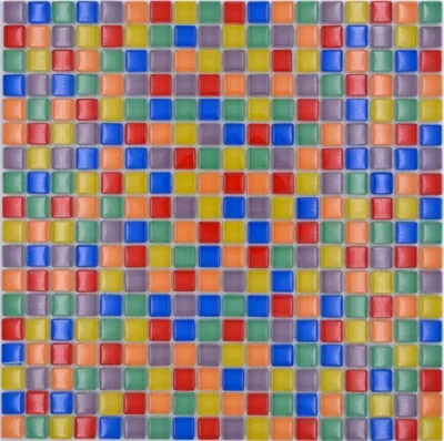 Produktbild von Mosaikfliese Glasmosaik Mix bunt rot blau gelb grün Fliesenspiegel Badezimmer MOS88-XC123
