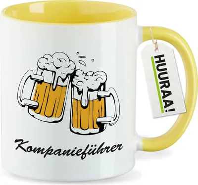 Produktbild von Huuraa Kaffeetasse Kompanieführer Schützenfest 330ml Gelb Keramik Kaffeebecher Geschenkidee