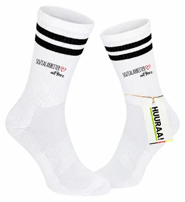 Produktbild von Huuraa Uni Socken Sozialarbeiter mit Herz 37/41 Black Baumwolle Tennissocken Geschenkidee