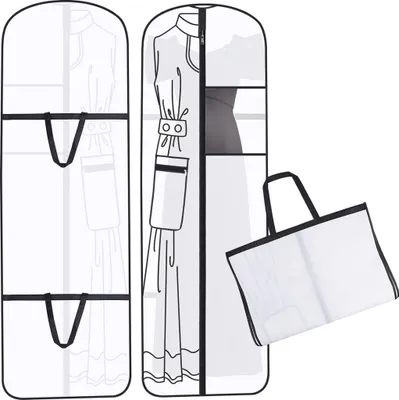 Produktbild von Kleidersack Lang, 180x60CM Faltbar Kleidersäcke Anzug, Anti-Staub Hochzeitskleid Kleiderschutzhülle, Kleiderhülle mit Reißverschluss für Brautkleider Abendkleider Mäntel Kleidersäcke