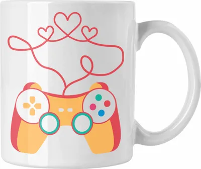 Produktbild von Trendation - Gamer Geschenk Valentinstag Geschenkidee Tasse Freund Freundin Liebe Herz (Weiß)
