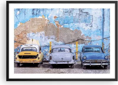 Produktbild von Gerahmtes Poster - Schwarzer Rahmen - Havanna Oldtimer Autos - 70x50 cm - Wand Bild - Wanddeko - Wandbilder - Kunstposter - Wandposter - Bilderrahmen - Bilder - Kunstdruck - P2BAA70x50-4376