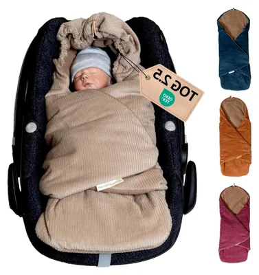 Produktbild von Einschlagdecke für Babyschalen, 100% Materialien, Cord Sand (Hergestellt in der EU) - Babydecke für Kindersitz oder Kinderwagen, weiche Decke für Babys, geeignet für Herbst und Winter
