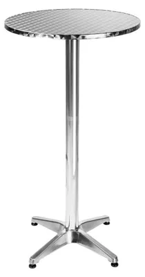 Produktbild von Aluminiumtisch für den Außenbereich, 60 x 70/110 cm, höhenverstellbar, Tischplatte aus Edelstahl, rund, für Bar, Garten, Restaurant, Silber