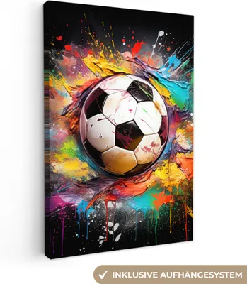 Produktbild von Leinwand Bilder 40x60 cm - Graffiti Fußball, moderne Wanddeko für Wohnzimmer