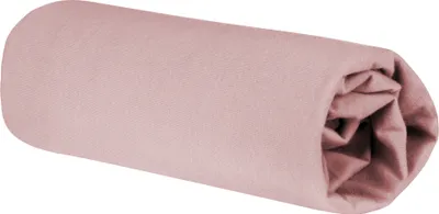 A rolled-up fitted sheet on a white background.