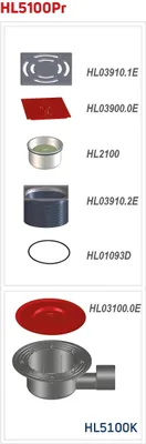 Productafbeelding van HL Hutterer & Lechner HL5100Pr vloerafvoer DN 50/75, horizontaal, GVPrimus, 145x145, KlickKlack, 138x13, 1 stuk.