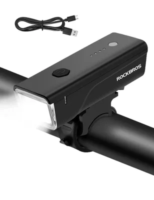 Zdjęcie produktu dla ROCKBROS Oświetlenie rowerowe, latarka czołowa 1500 lumenów, 5000 mAh, akumulator, 5 trybów, wodoodporna, IPX6, regulowana, kolor czarny