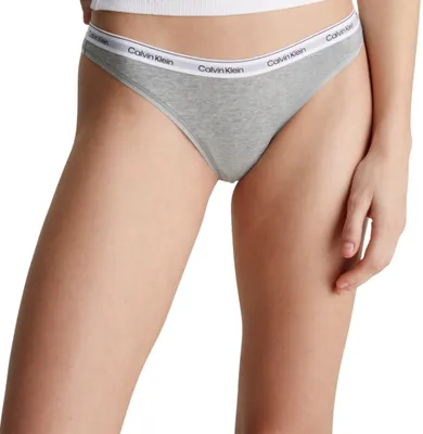 Produktbild von Calvin Klein Damen String mit Logobund, Grau (Grey Heather), XXL