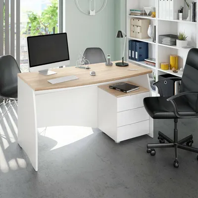 Immagine prodotto di Dmora Scrivania Azziz 67x136x74h cm Bianco, 3 Cassetti un Ripiano