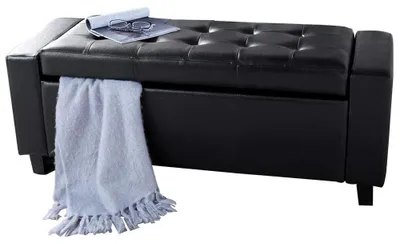 Sitzbank mit Stauraum, Kunstleder, klappbar, 110x40x40 cm, schwarz