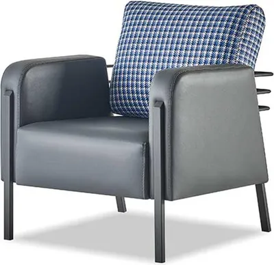 Produktbild von Sessel Grau Blau Polster Kissen Leder Textil Modern Edelstahl 1-Sitzer