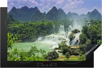 Produktbild von KitchenYeah© Herdabdeckplatte Bild eines Wasserfalls in Guangxi , 80x52cm, Küche Deko, Glaskeramikkochfeld Herdabdeckung, Abdeckplatte fùr Kochfeld