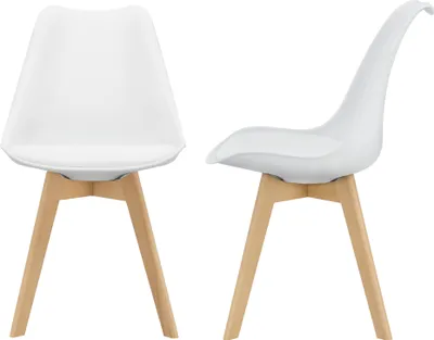 Produktbild von 2x designerskie krzesła do jadalni białe krzesło ze sztucznej skórypoliuretan drewniana rama [en.casa]