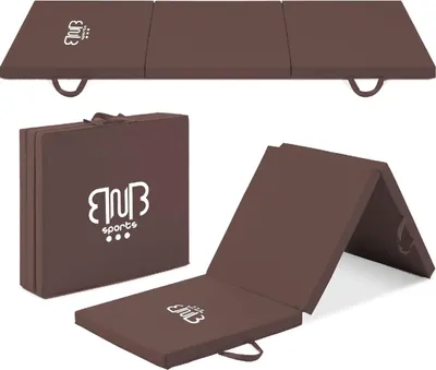 Immagine prodotto di Premium Tri-Folding Thick Gymnastic Mat & Home Sports, Yoga Mat & Sports Mat, con maniglie per il trasporto Tappetini per pavimenti sportivi, e superficie antiscivolo impermeabile al sudore e all'acqua Marrone