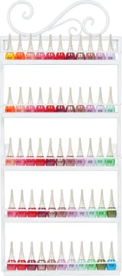 Produktbild von Metall Nagellack Regal Herz mit 5 Metall Ablagen als Links Wandregal Aufbewahrung fuer Nagellack oder aetherische oele Nagellackstaender Display(Weiss)