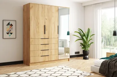 Produktbild von Dreitüriger Kleiderschrank 150 SIBYLA - goldene Eiche